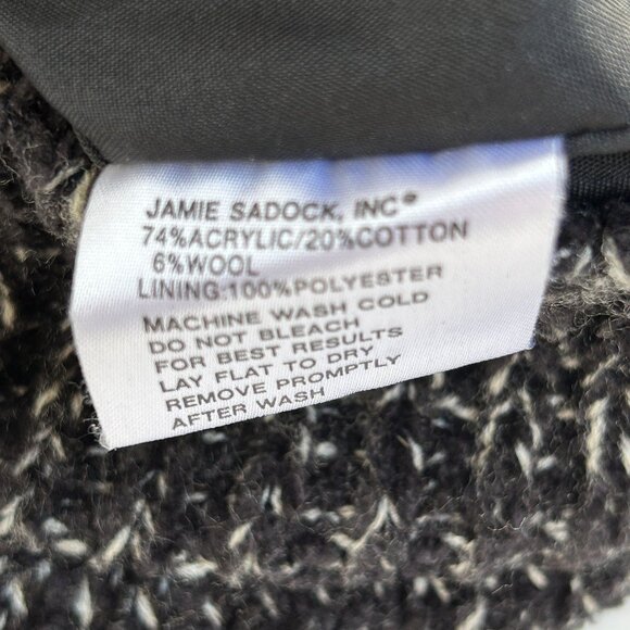 Jamie Sadock Womens Knit Zip Up Jacket Cardigan Large Black White Wool Blend - Picture 4 of 7